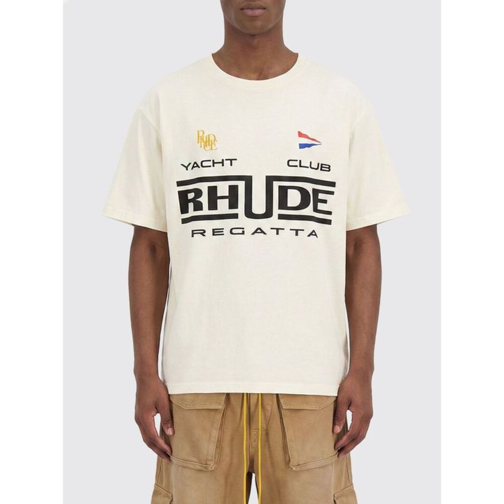 Rhude Men Printed Cotton T-Shirt Rhude